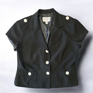 Julian Taylor New York Vintage Black Short Sleeve Blazer Jacket, size 12P
